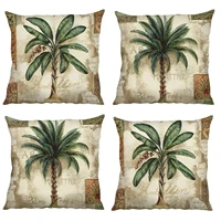 45cm linen tropical rain forest tree plant pillowcase sofa cushion cover for home bed sofa living room office