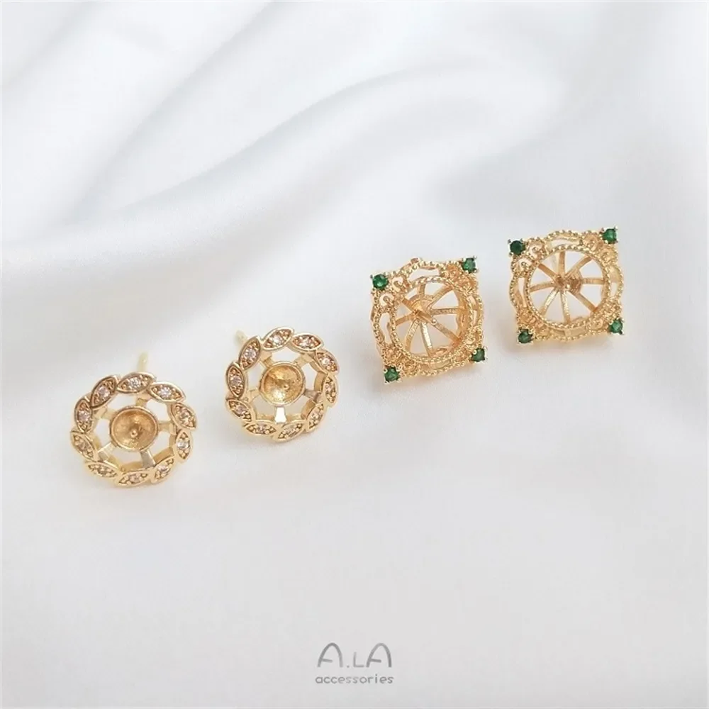 14-каратное золотого цвета циркониевые кружева круглые квадратные