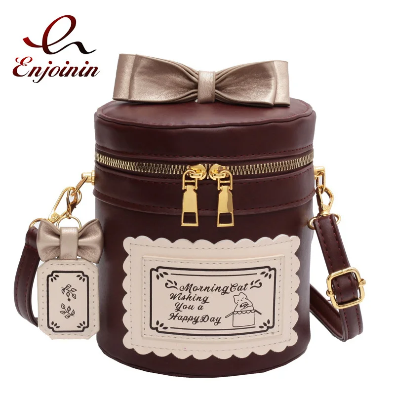 

Новинка, женские кошельки и сумочки в форме ведра с бантом, сумка на плечо с цепочкой в стиле "Лолита", маленькая сумка через плечо с мультипликационным рисунком, милые сумки-тоуты Gilrls Kawaii