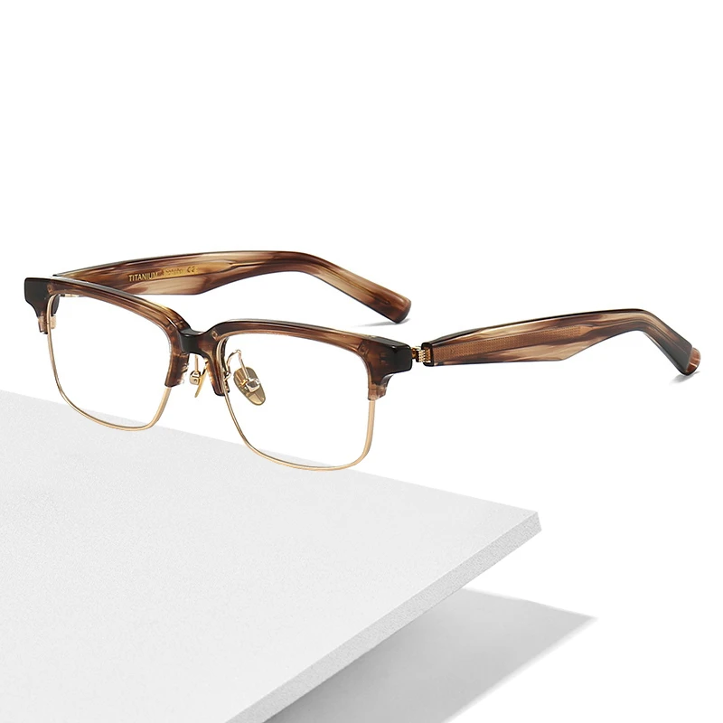 Japanese Vintage Square Myopia Eyeglasses for Men Titanium Acetate Optical Glasses Frame Women Handmade Spring Hinge Spectacles