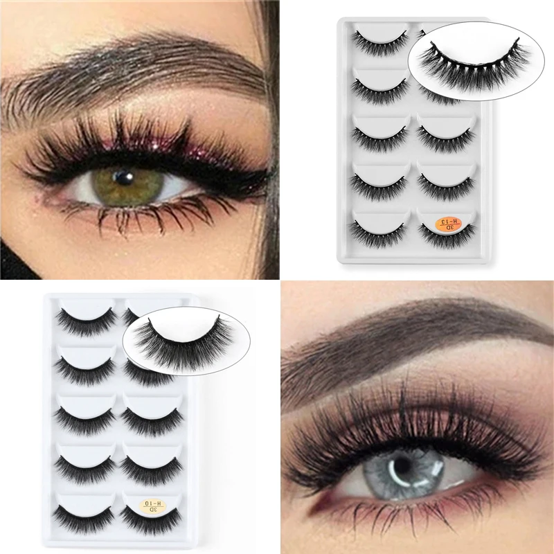 

3D Mink Hair False Eyelashes Handmade Wispy Cross Natural Long Thick Soft Full Strip Fake Eye Lashes Extension Makeup Tools