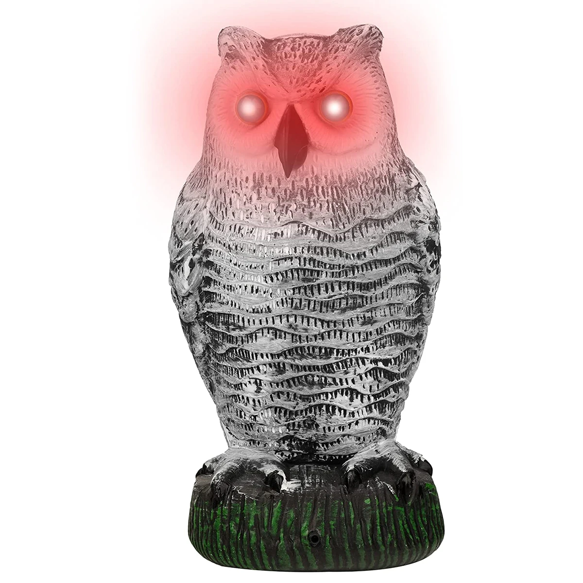 

L Owl Decoy Waterproof Fake Owl Scarecrow with Flashing Eyes and Frightening Sound Lifelike Battery Powered Owl Statue Bird