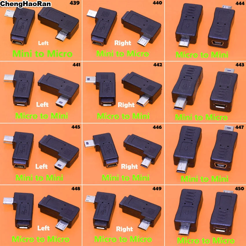 

1pcs 90 Degree Left Right Angled 5pin Female to Male Data Sync Adapter Plug Micro USB To Mini USB Connector Converter