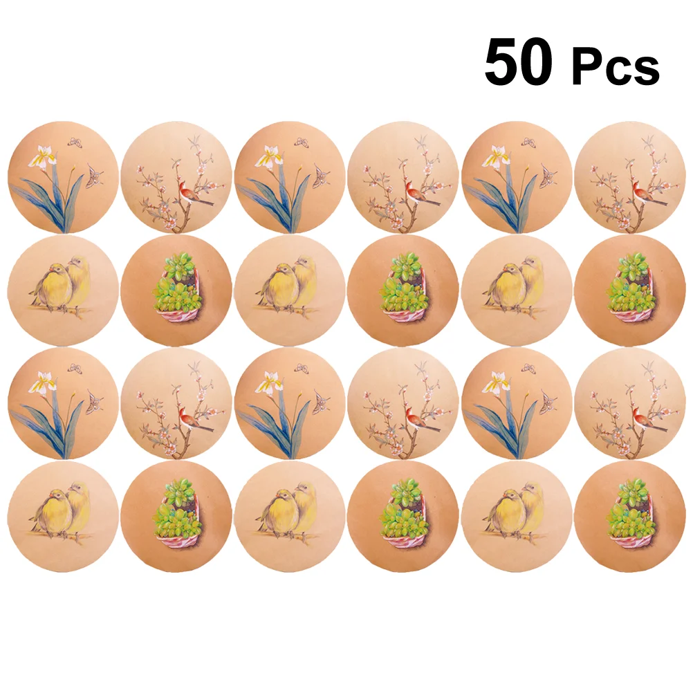 

50PCS Round Kraft Sketch Papers Thick Drawing Pads Painting Art Supplies for Artist School Office