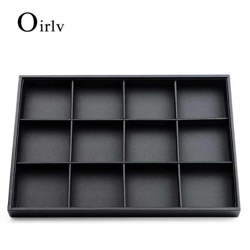 Oirlv PU Leather Black Tray for Necklace Bracelet Ring Earrings Jewelry Organizer Jewelry Tray Display Props Photo Shoots