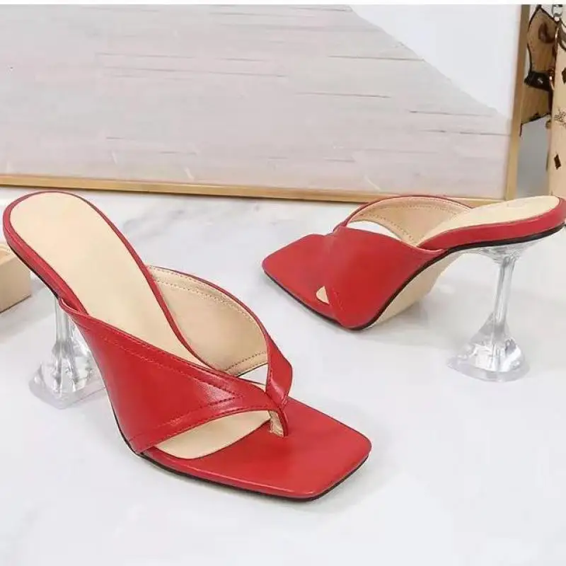 

Женские босоножки Comemore, новинка, сандалии на высоком квадратном каблуке, модные открытые шлепанцы, дизайнерские качественные домашние тапо...