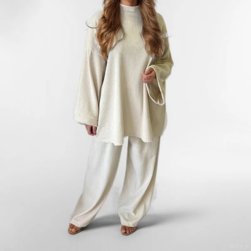 Женский вельветовый комплект из двух предметов повседневный Однотонный пуловер