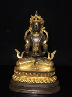9 tibetan temple collection old bronze gilt longevity buddha infinite life wisdom tathagata lotus platform worship buddha