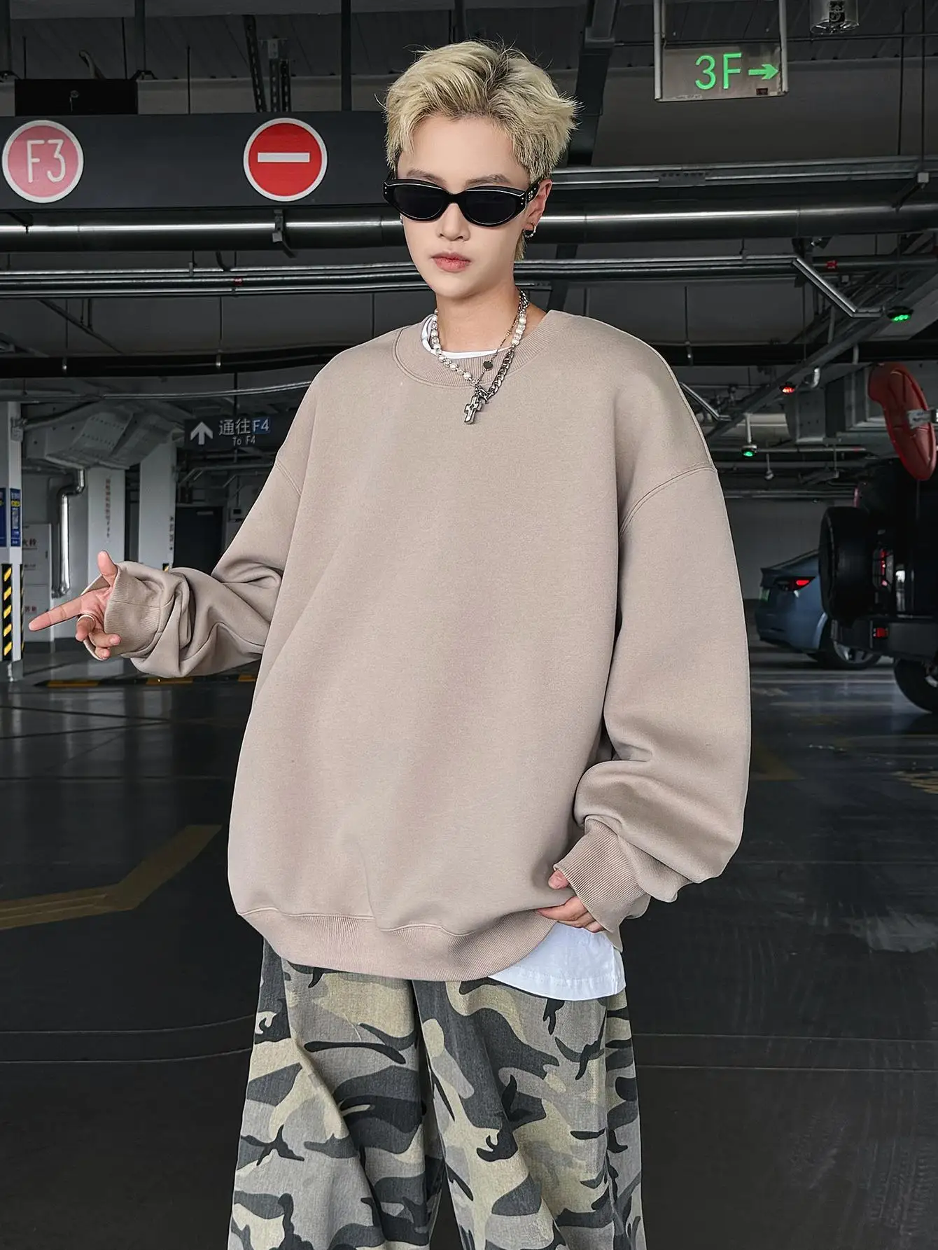 Мужской пуловер в стиле хип-хоп однотонный свитшот оверсайз Y2k