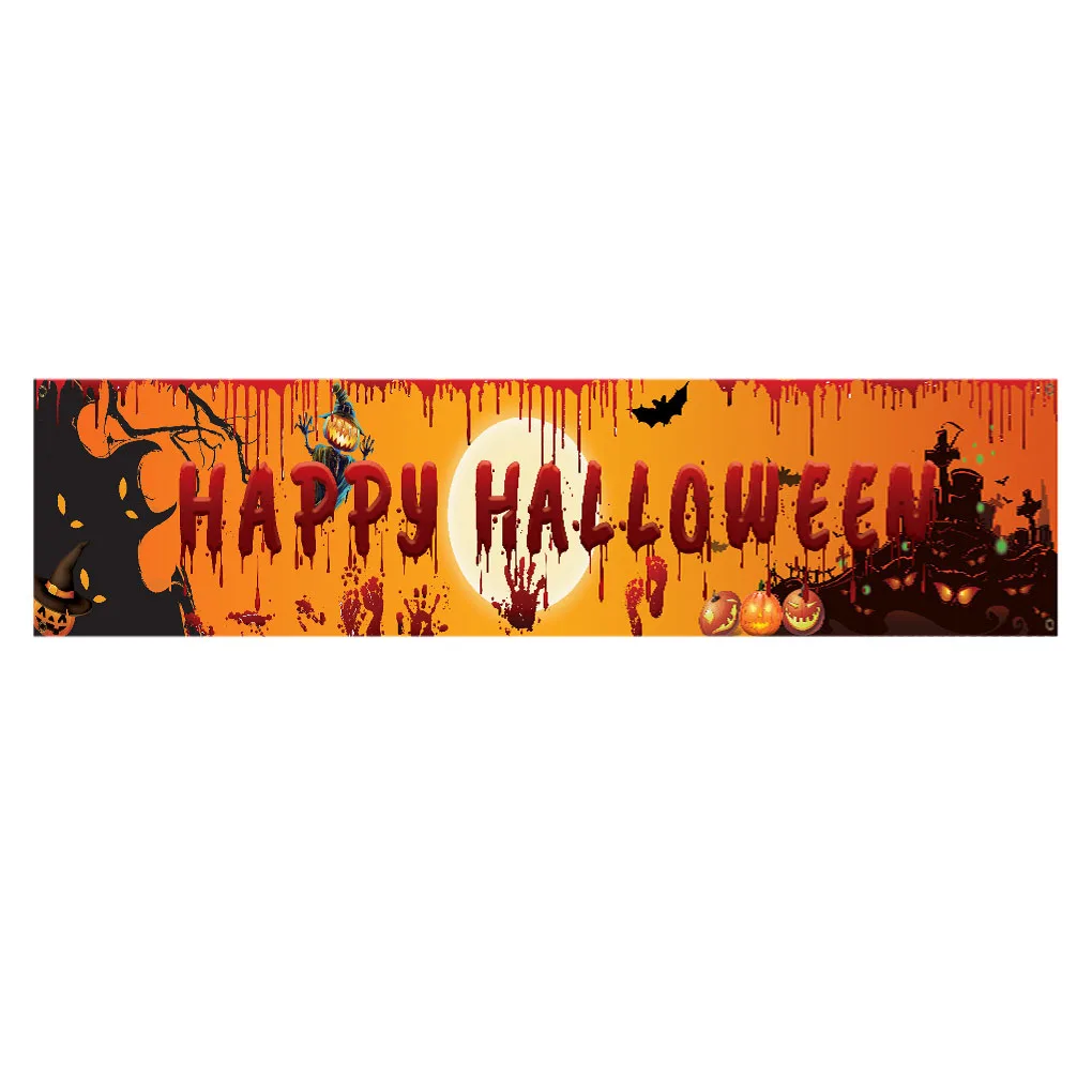 

Halloween Banner Pull Flag Decor Happy Halloween Party Banner Hanging Background Decoration Backdrop for Outdoor