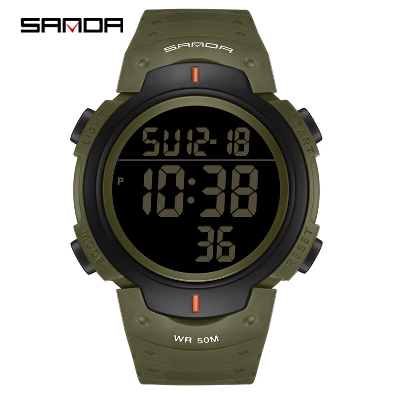 

SANDA Military Sport Watch For Men Fashion Casual Date Alarm Clock LED Waterproof Digital Wristwatches Astronaut Dial Male Clock