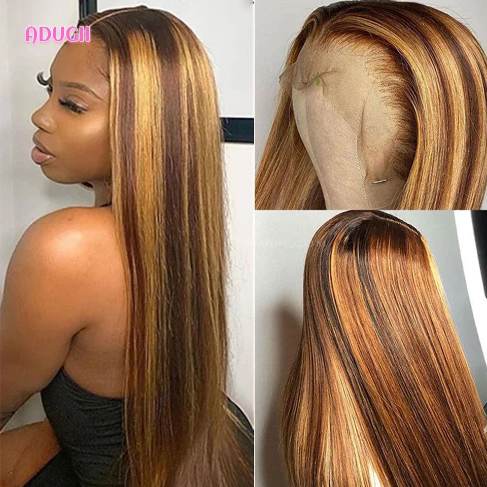 Highlight Wig Human Hair Colored Lace Front Human Hair Wigs Straight Lace Frontal Wigs For Woman Honey Blonde Lace Front Wig