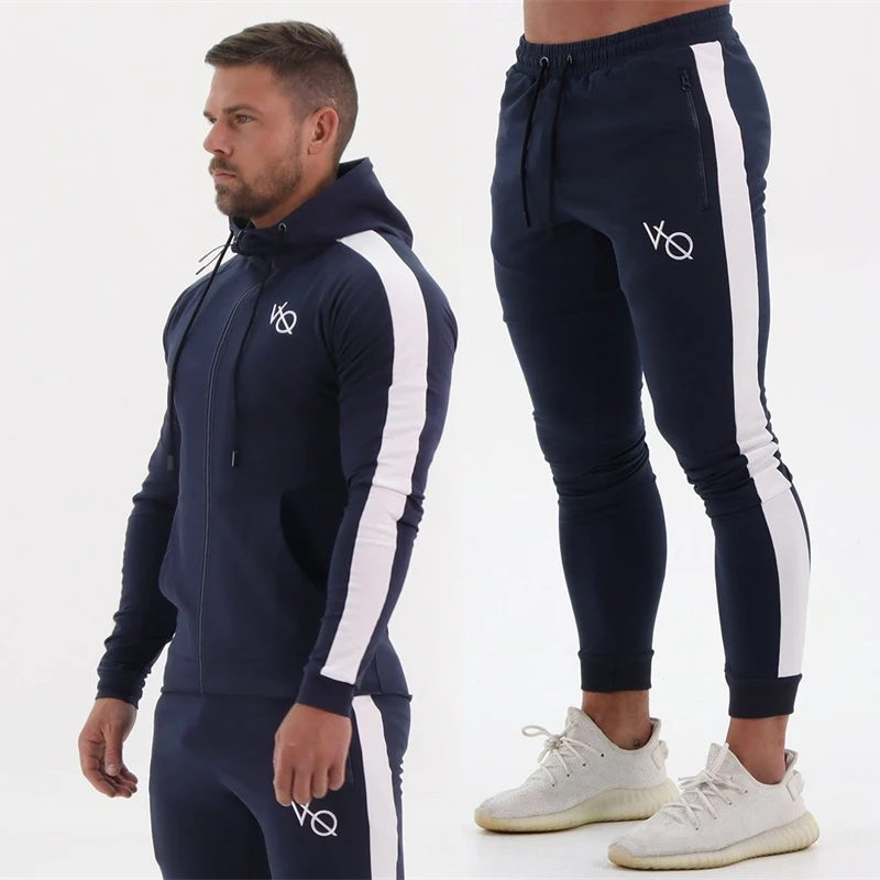 Streetwear New Cotton Embroidery Men's Set Fashion Zipper Hooded Coat Casual Sports Jogger Fitness Men's trousers;