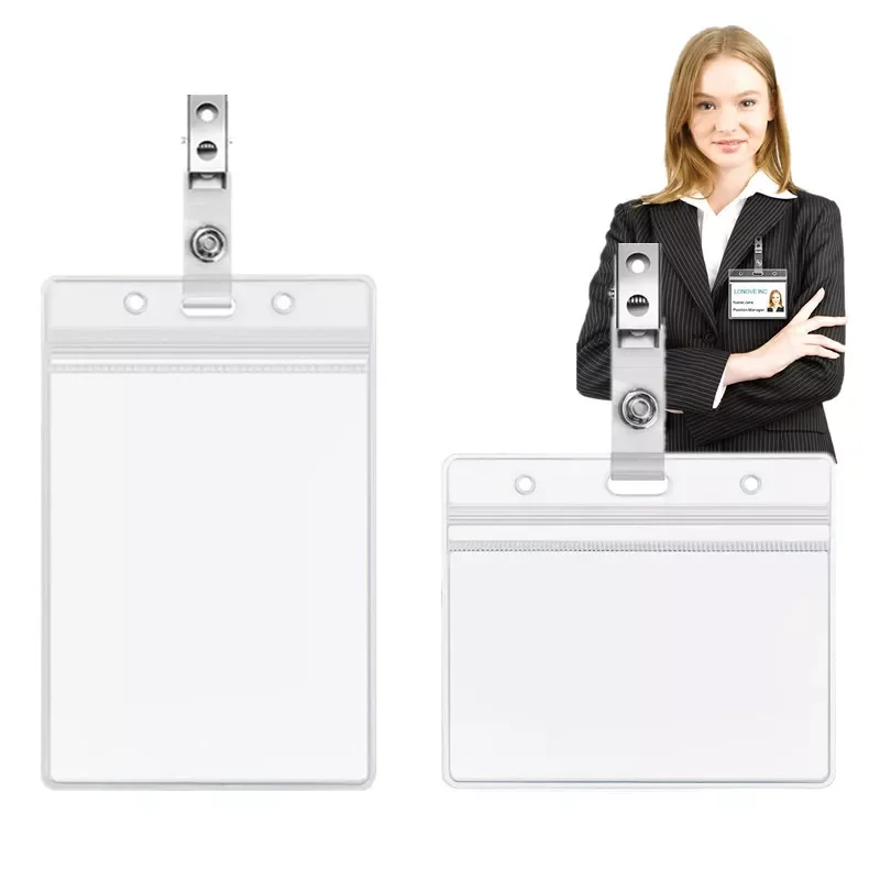 

1pc Soft PVC Certificate Card Sleeve Cover Horizontal Vertical Pass Access Bus Chest Pocket Staff Work Card Holder Badge Case