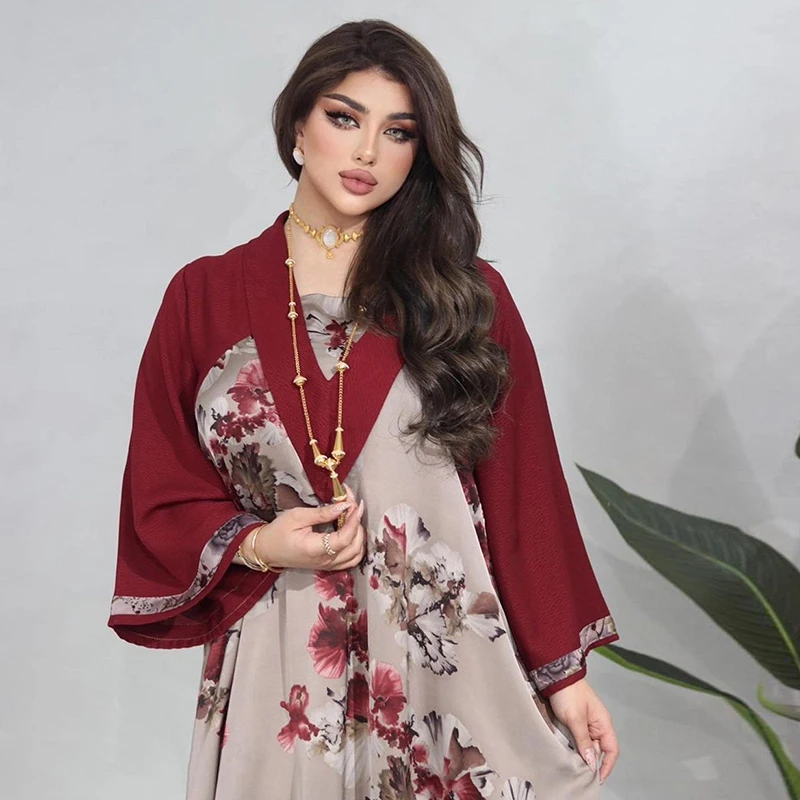 Embroidery Dubai Turkey Muslim Dress Eid Yellow Abayas For Women 2022 Mesh Long Sleeve Ramadan Fashion Robe Islam Moroccan Abaya