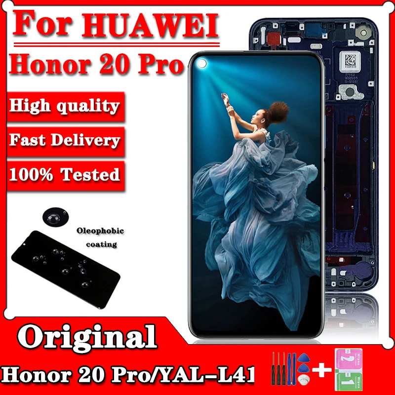 

6.26" Original For Huawei Honor 20 Pro YAL-AL10,L41 Lcd Display Multi Touch Screen Replacement Tested Phone LCD Screen Digitizer