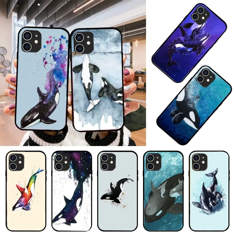 Чехол для телефона с изображением Кита-орки для IPhone 14 13 12 11 XS X 8 7 6 Plus Mini Pro Max SE 2022, мягкий черный чехол для телефона