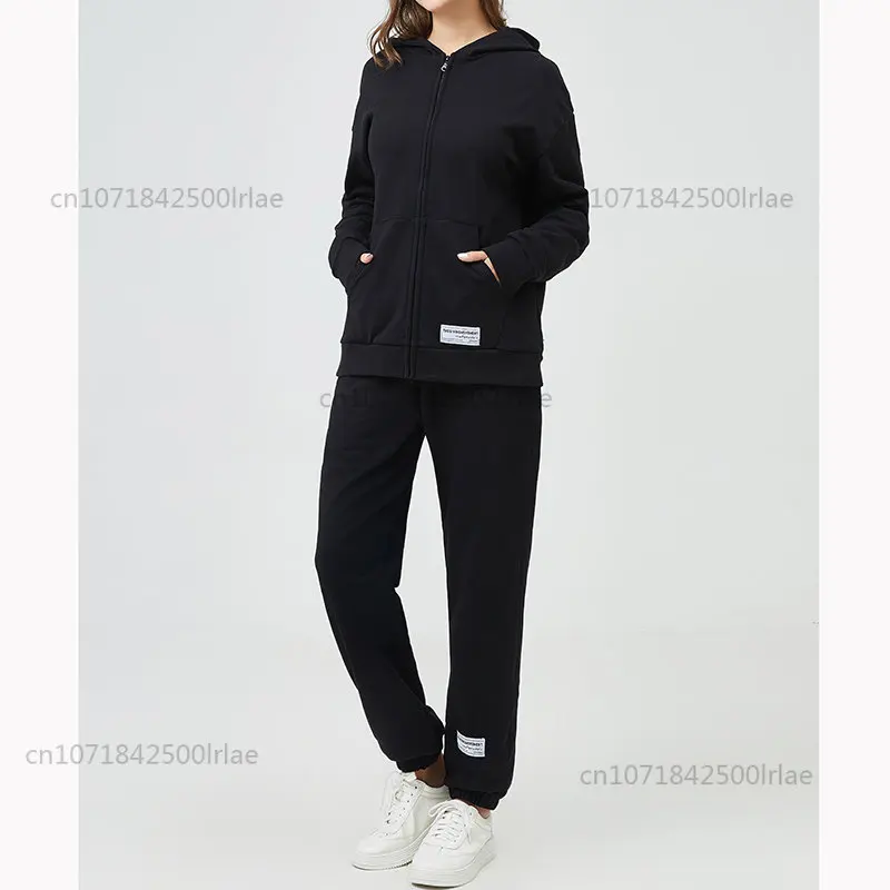 

2022 Autumn And Winter New Hooded Casual Zip-up Zipper Suit Loose Letter Printing Women's Two Piece Set tgm