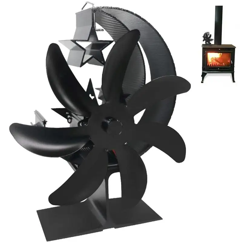 

Вентилятор для дровяной плиты с 7 лопастями, экологически чистый циркуляционный эффективный вентилятор с термометром для дровяной плиты