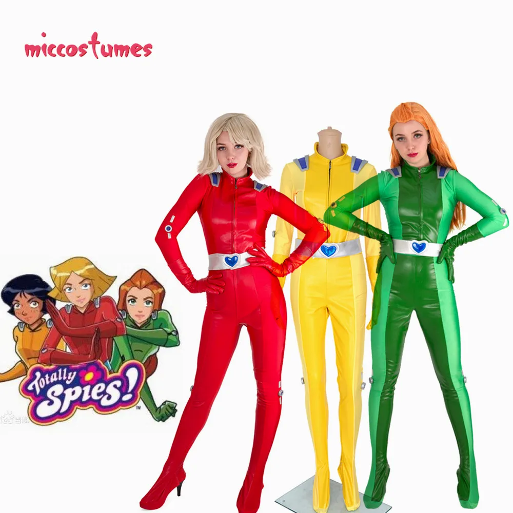 Yonca Ewing kırmızı Cosplay kostüm Alex Alexandra sarı Cosplay Sam Samantha Simpson yeşil kostüm süper kahraman Spandex Bodysuit