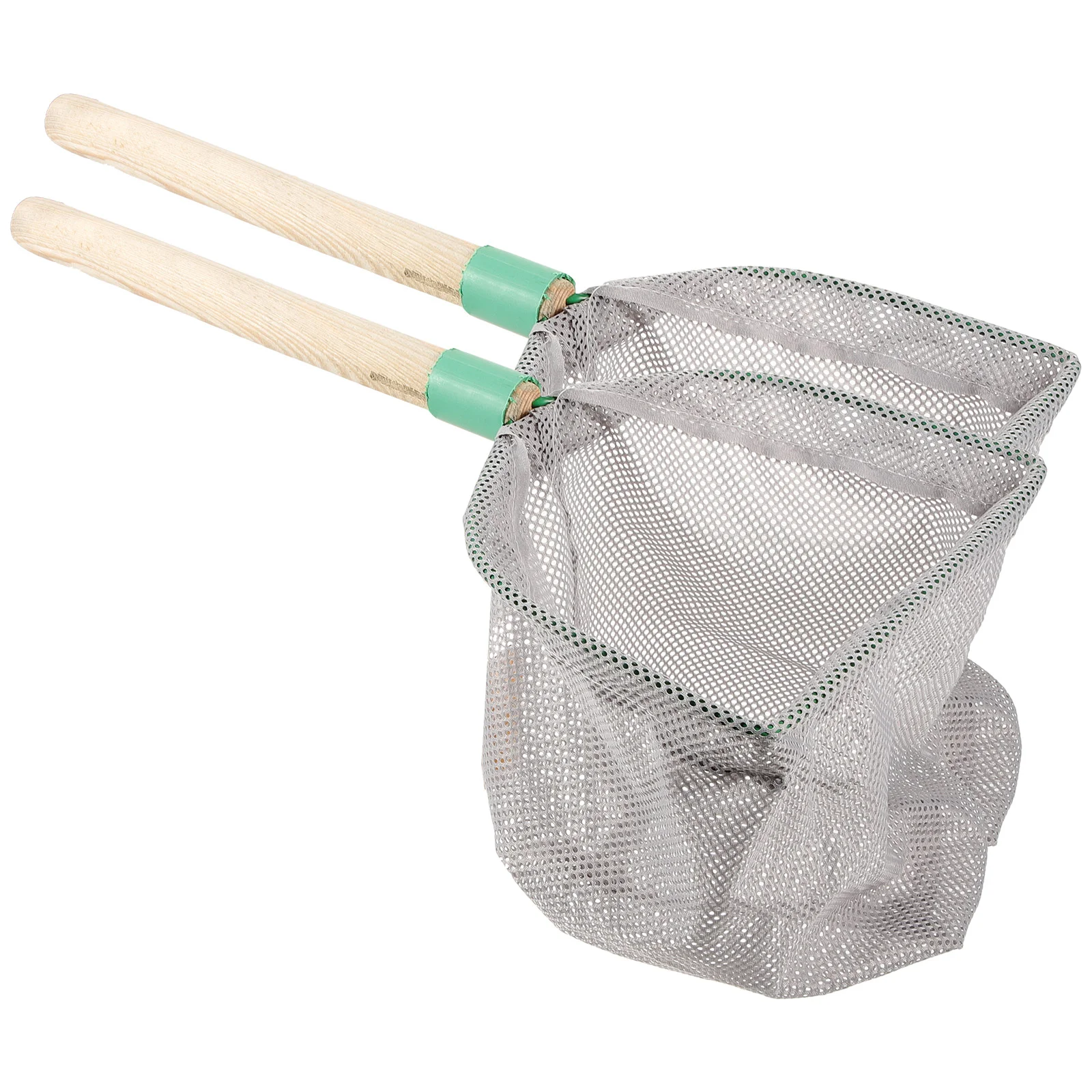 

2 Pcs Fishnets Fishing Catching Net Portable Fishnet Mesh Supplies Camping Wooden Creative
