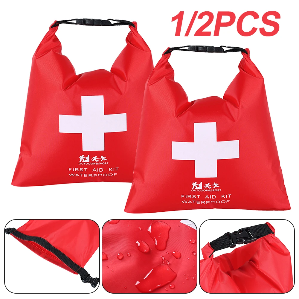 1.2L Outdoor Waterproof Trekking Rafting First Aid Bag Emergency Kit for Travel Camping Red Kayaking Canoeing First Aid Dry Bag
