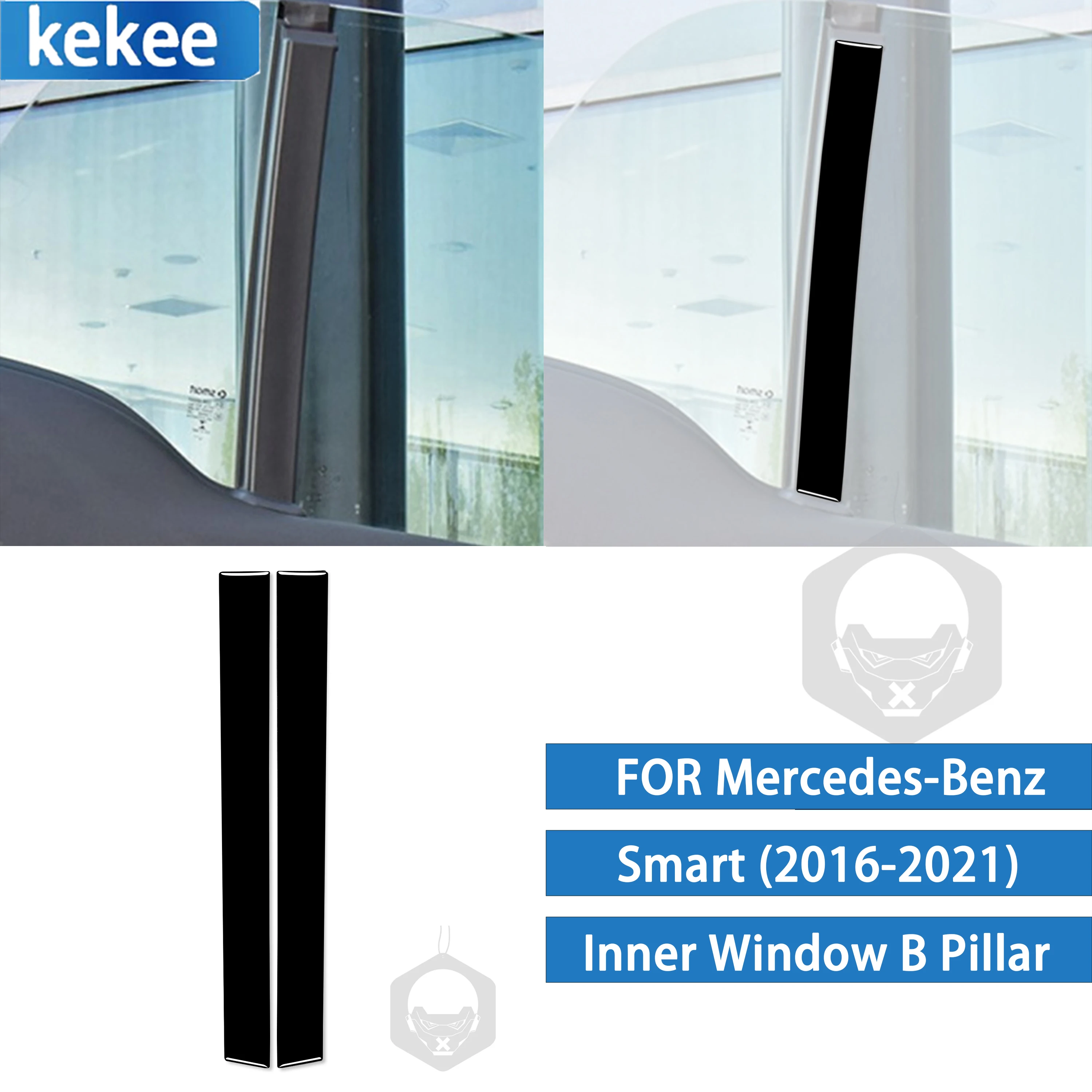 

For Mercedes-Benz Smart 2016-2021 Piano Black B Pillar Cover Decal Car Inner Window Decorative Sticker Auto Exterior Accessories