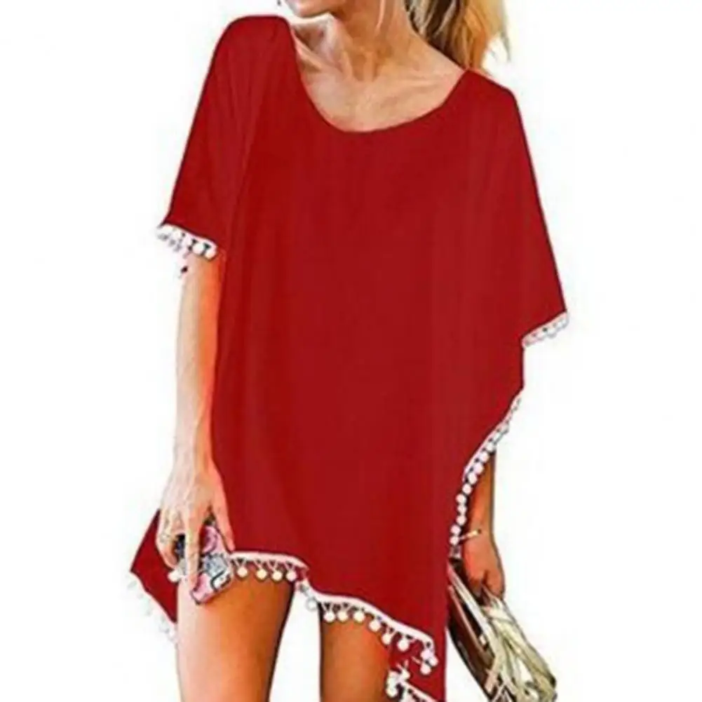 2022 шифоновое пляжное платье с кисточками летняя накидка на бикини женский