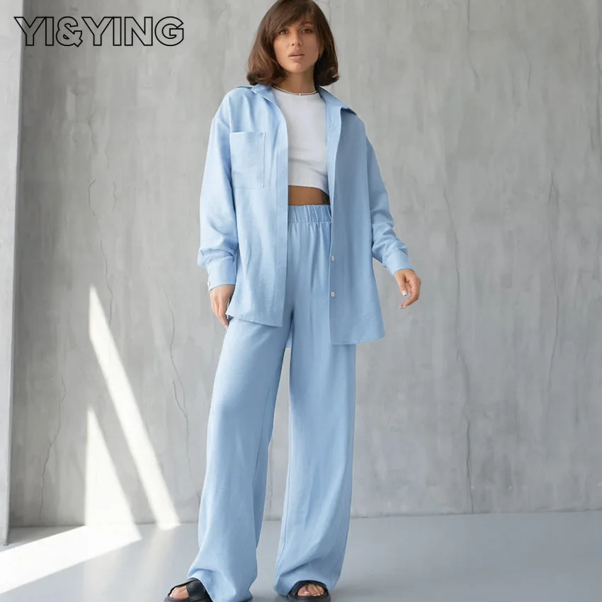 

[YI & YING] Осенняя Модная Повседневная Пижама комплект из двух предметов кардиган белые ледяные шелковые брюки со складками Женская домашняя одежда WAZC461