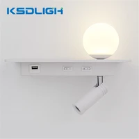 5w modern sconce with shelf usb charging led bedroom bedside wall light with switch 3w adjustable reading wall lamps fixtures