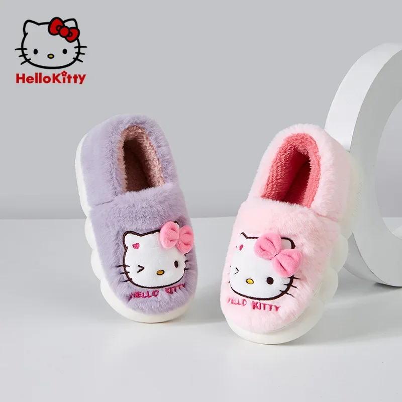 

Sanrio Hello Kitty Shoes for Kids Winter Kawaii Slippers Lovely Cotton Padded Shoes Anime Warm Indoor Children Christmas Gifts