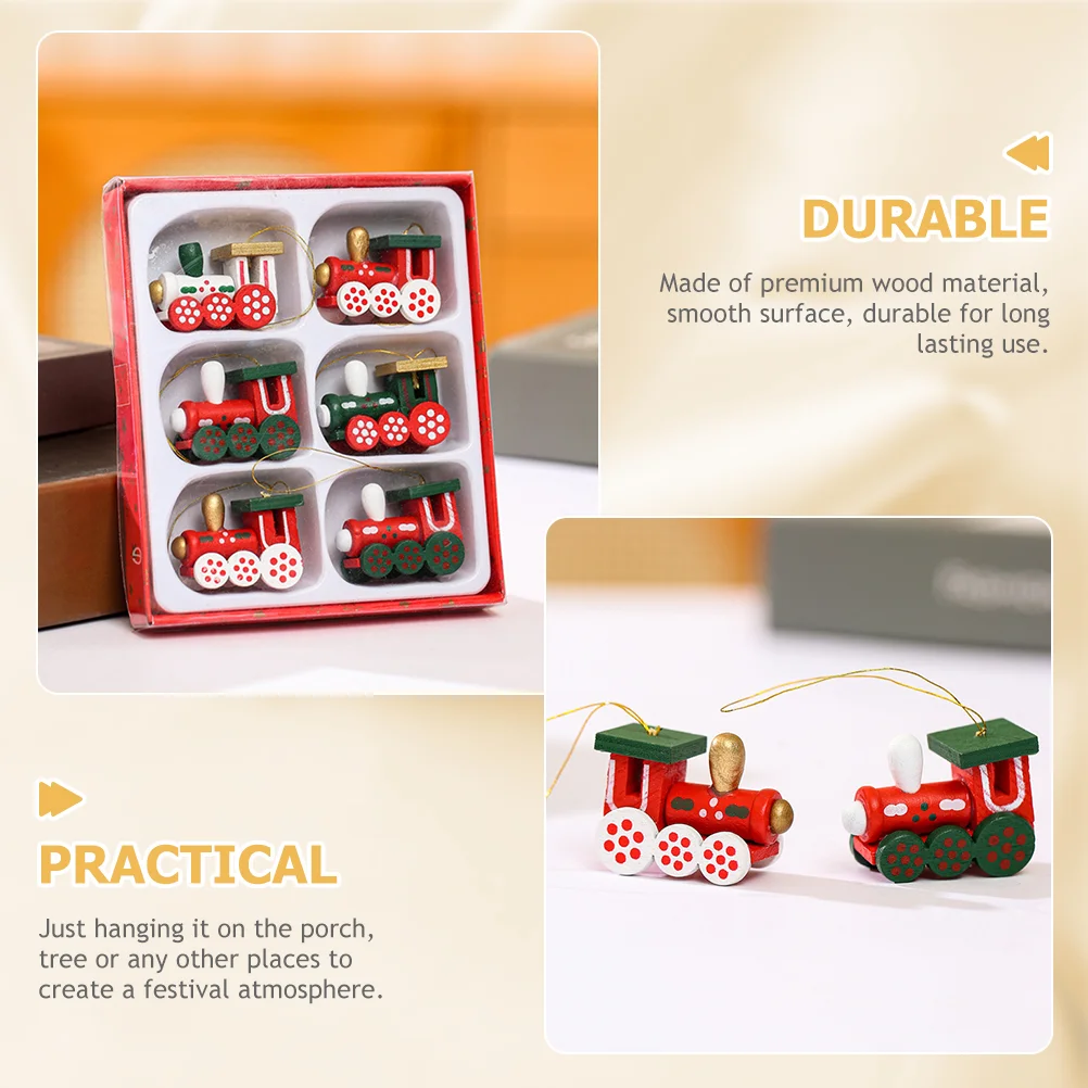 Маленький кулон в виде поезда деревянный орнамент рождественские подвесные