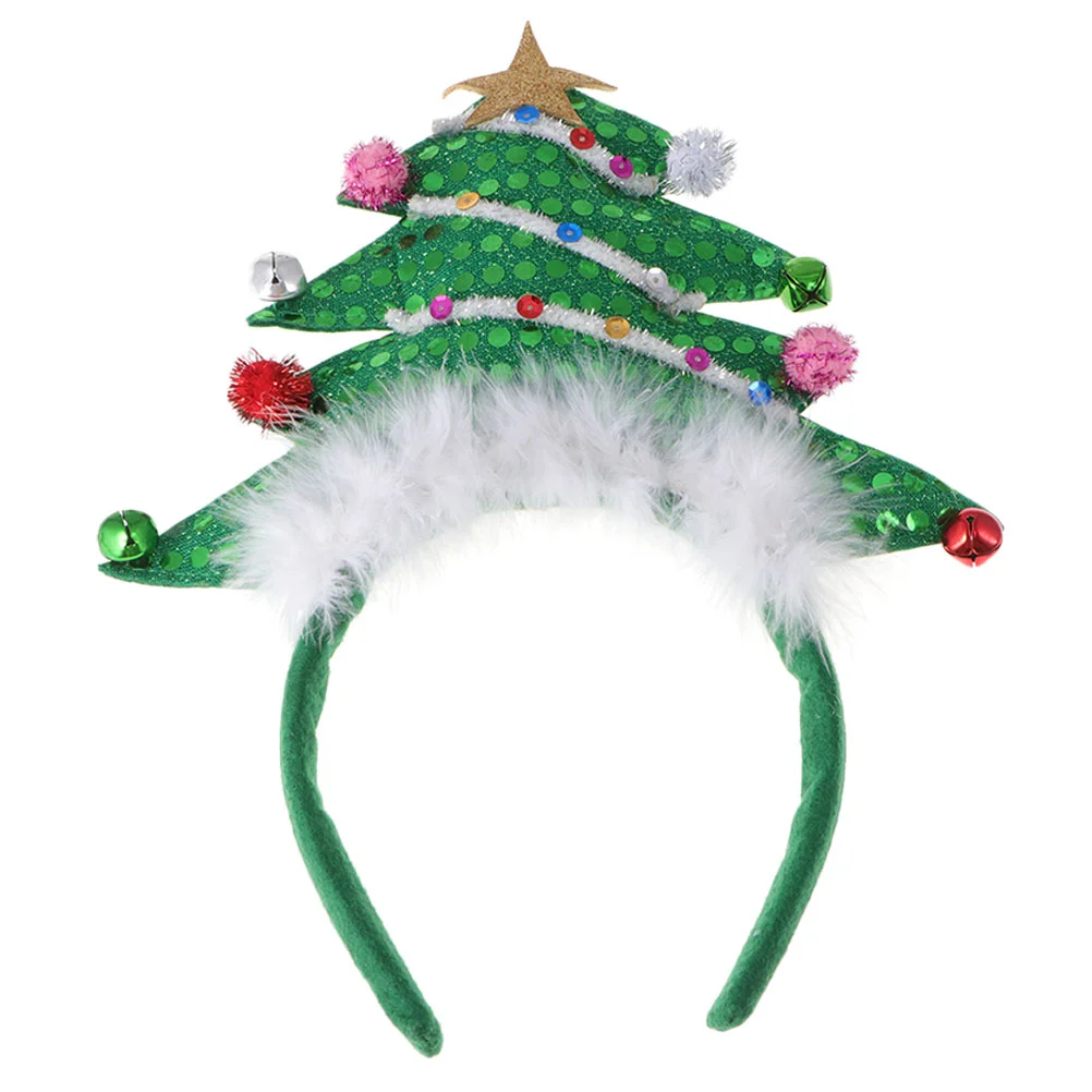 

Kids Hair Ties Christmas Tree Headband Fancy Xmas Tree Bells Santa Hat Headbands Plush Holiday Hairband Christmas Party Hair
