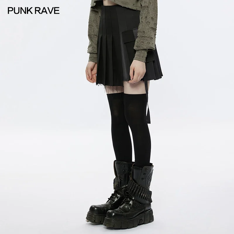 Женская плиссированная юбка-трапеция в стиле Панк RAVE Модные индивидуальные
