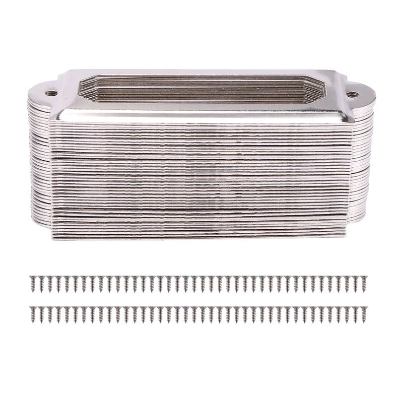 

40 set Office Library File Drawer Cabinet Card Tag Label Holder Metal Frame (Silver Tone)