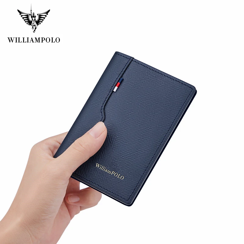 Тонкий кожаный бумажник с блокировкой RFID WILLIAMPOLO держатель для кредитных карт