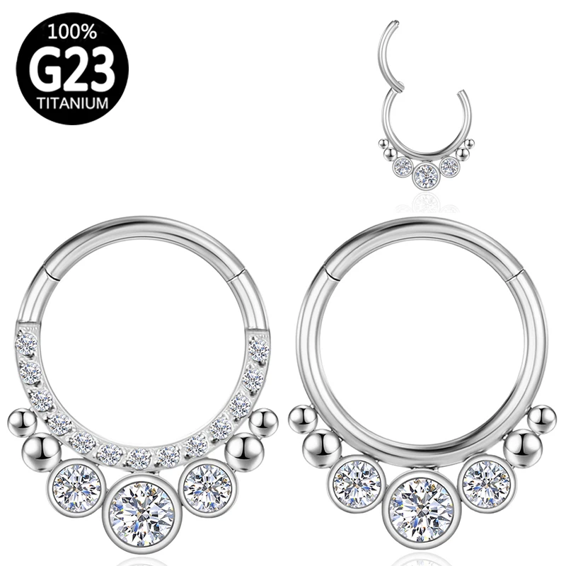 

Piercing Nez Pircing Nose Ring Helix Septum G23 Titanium 16g Septum Clicker Zircon Clusters Ear Cartilage Earring Nipple Jewelry