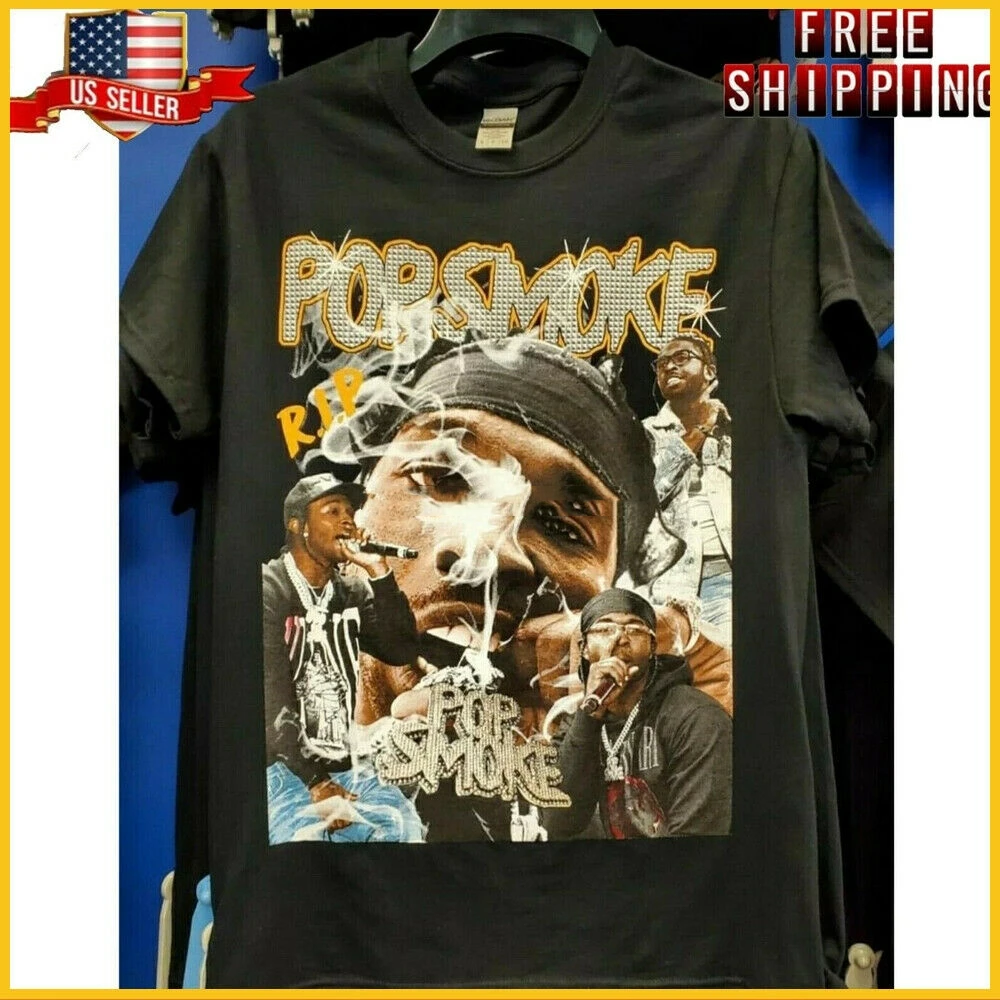 

Freeship Rare Vintage 90S Style Rip Pop Smoke Hip Hop Rap T-Shirt Unisex S-6Xl