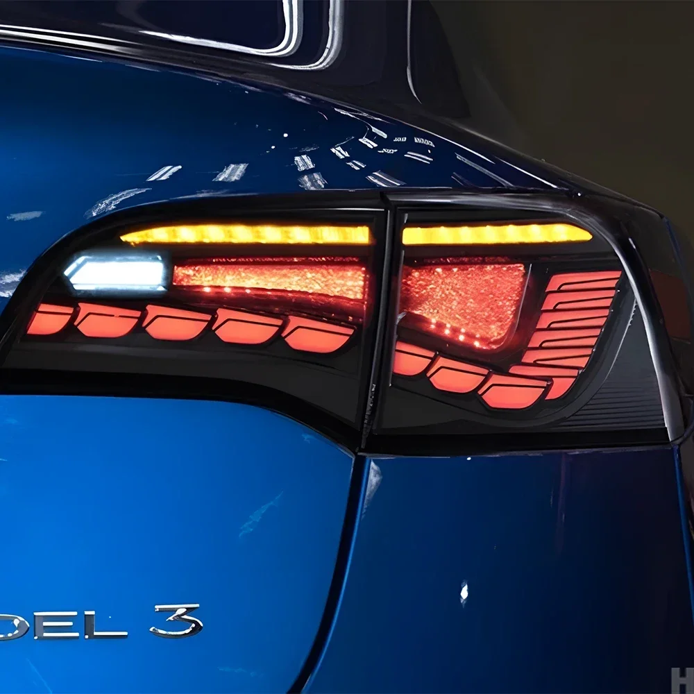 Фото Модернизированные автомобильные задние фонари в сборе для Tesla Model 3 Model Y 2019-2023, светодиодные автоматические задние фонари, весы дракона, аксессуары для инструментов №3