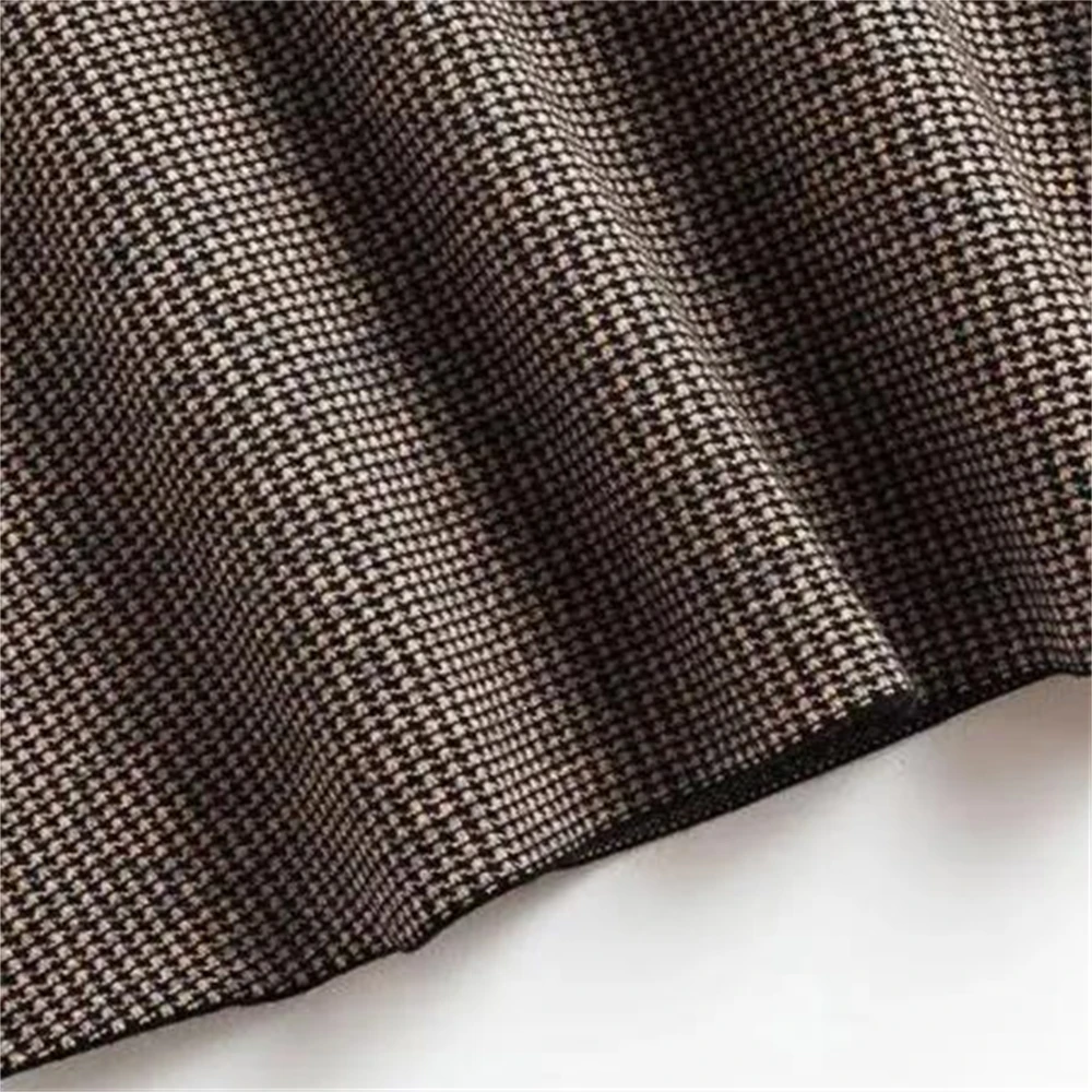 Офисная Женская винтажная шерстяная юбка-трапеция с рисунком гусиные лапки