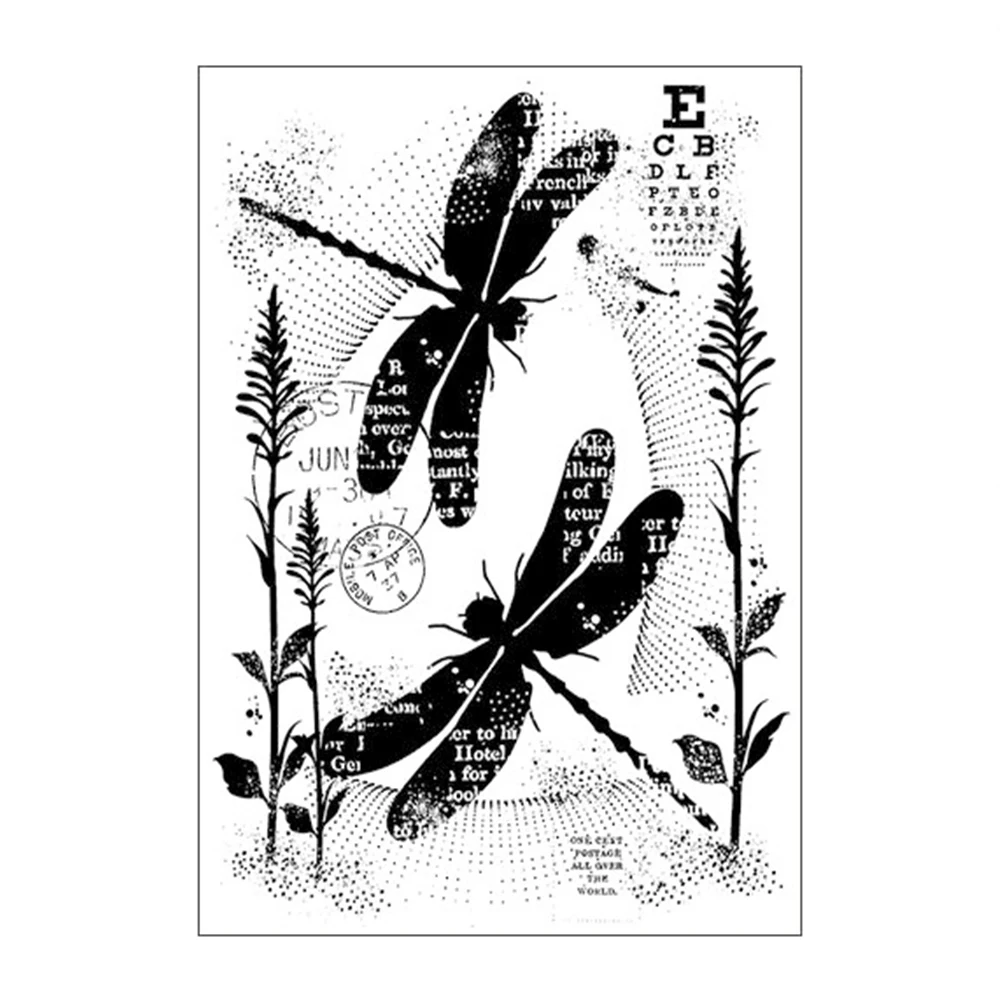 

Retro Dragonfly Transparent Clear Silicone Stamps for DIY Scrapbooking Embossing Decoration Album Card Rubber Stamp 11x16cm