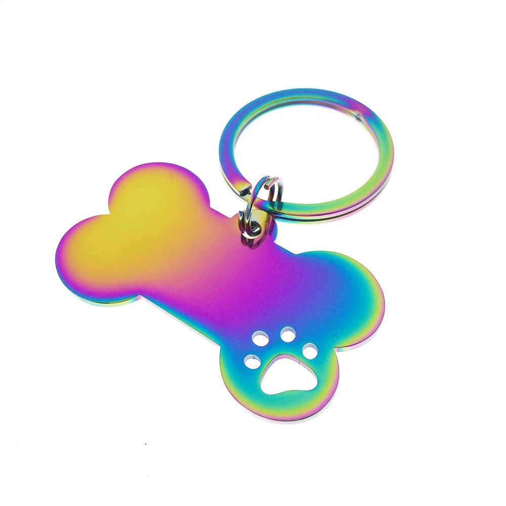 

Engraved Pet ID Name for Cat Puppy Stainless Steel Keychain Personality Blank Dog Tags Pendant Keyring Fashion jewelry YP8810