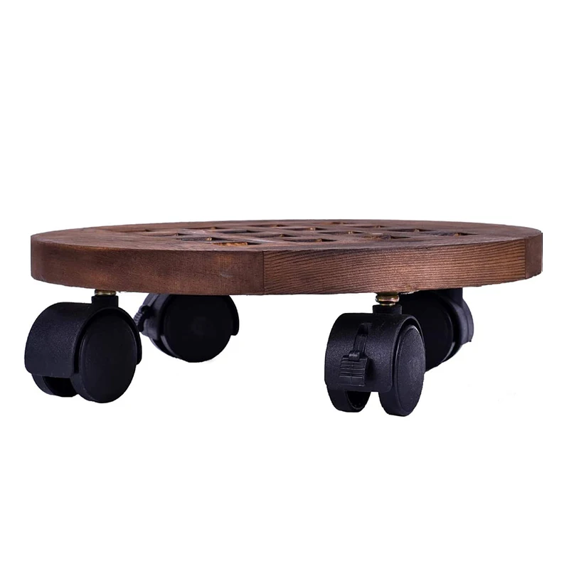 Деревянный цветочный горшок съемный поднос держатель для растений колесико