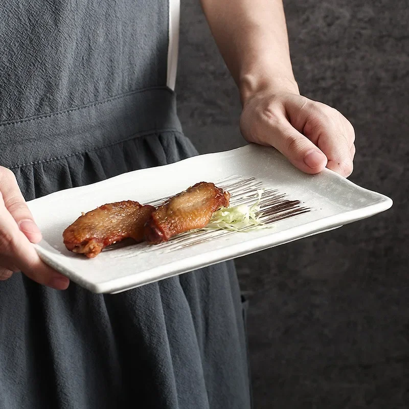 Простая каменная тарелка для суши в японском стиле керамическая прямоугольная