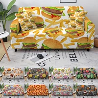 hamburger sofa cover for living room elastic fast food print couch covers stretch sofa slipcover chair protector 1234 seater