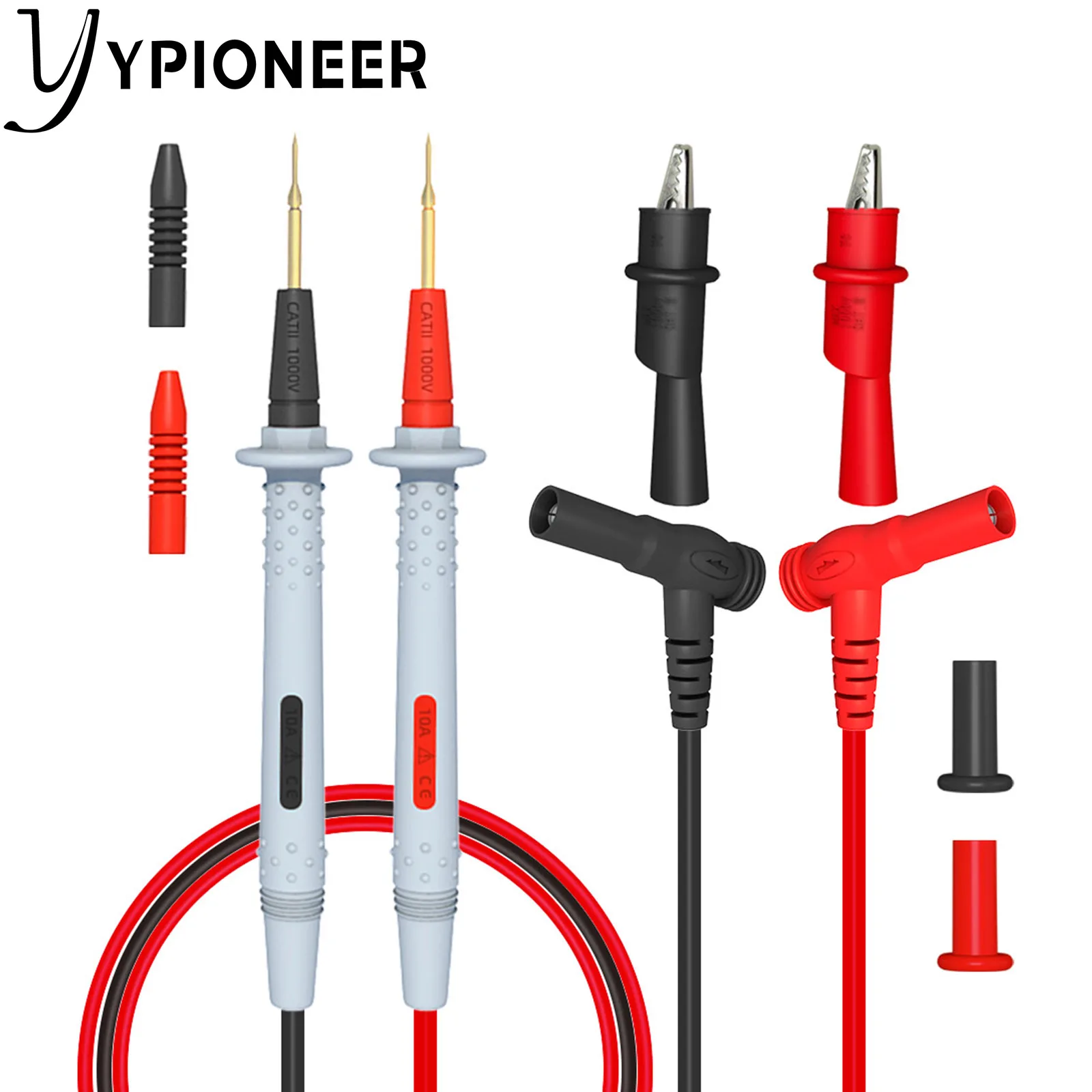 

YPioneer P1506B Multimeter Test Leads Kit Banana Plug Push On Alligator Clips Precision Sharp Probes Digital Electrical Testing