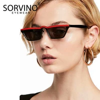sorvino 2022 retro red stripe polygon sunglasses brand designer women unique flat top eyebrow cat eye sun glasses shades svn60