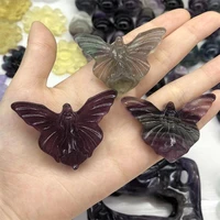 natural fluorite butterfly carvings quartz crystals crafts healing reiki gift home room decoration 1pcs