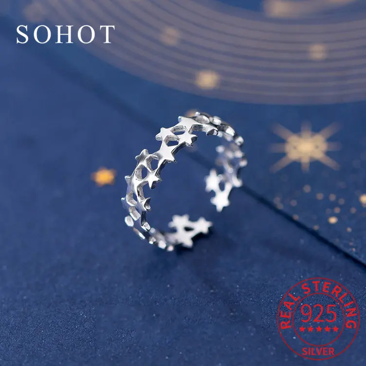 

Женское регулируемое кольцо из серебра 925 пробы, с многослойной звездой