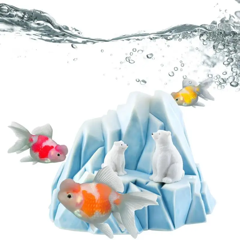 

Fish Tank Decoration Aquarium Figurine Artificial Iceberg And Polar Bears Landscape Resin Tank Decor Ornament Aquarium Supplies